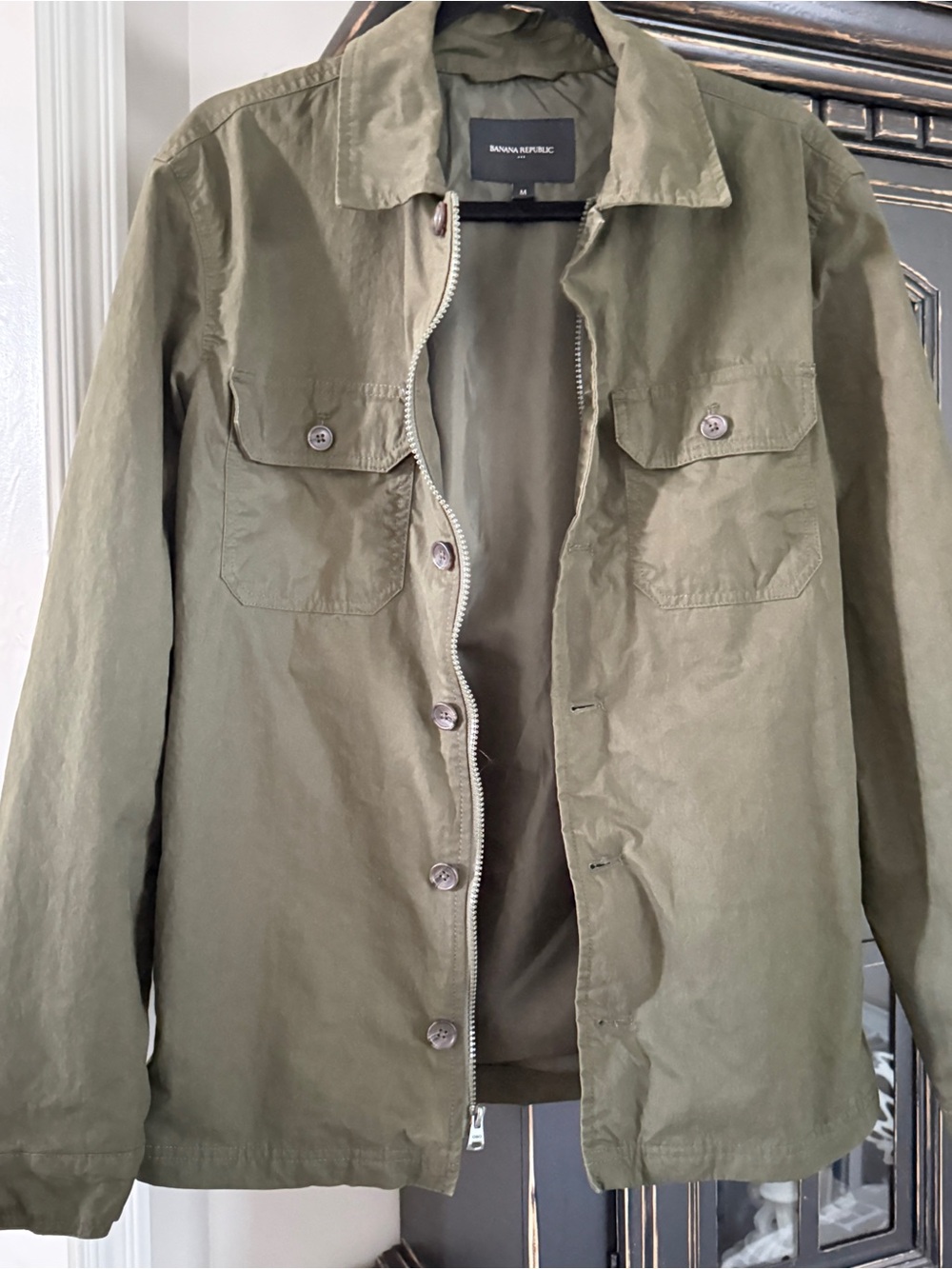 Banana Republic Olive Green Cotton Canvas Military Utility Jacket Men's, Size M